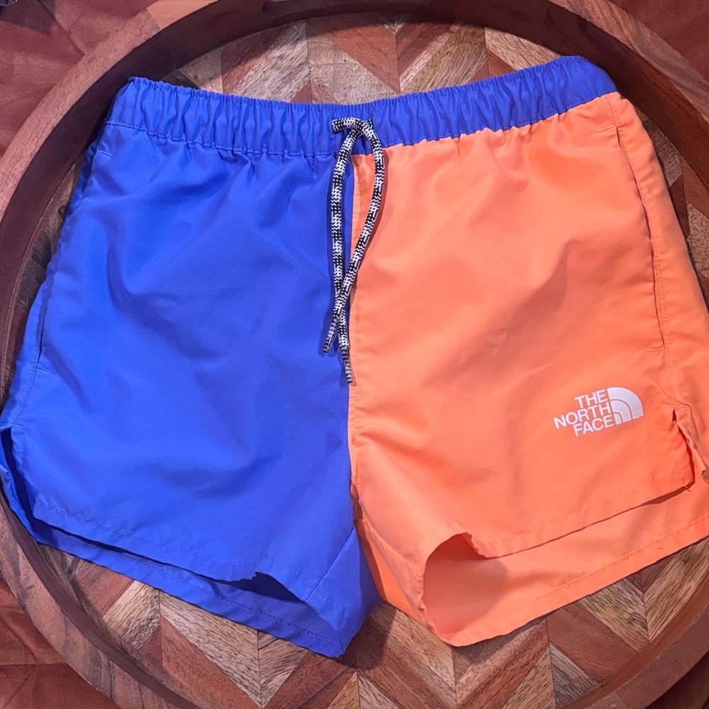 The North Face Blue & Orange Colorblock Athletic Shorts